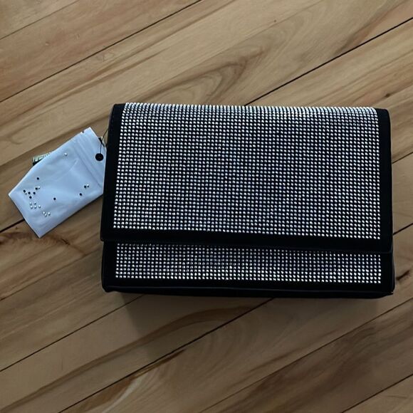 BADGLEY MISCHKA Tiny Silver Stud Embellished Microsuede Crossbody Bag. NWT. - Picture 6 of 12